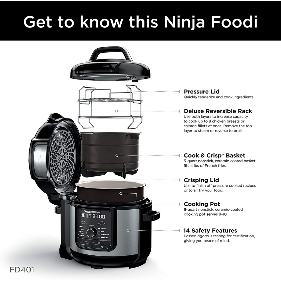 Ninja Foodi, olla a presión programable y freidora de aire 2 en 1